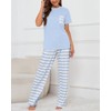 Atxnn Womens Pyjamas Cotton Pjs Set Round Neck Loungewear Striped