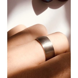 Ofeiyaa Titanium Steel Rings for Men Women Engagement Wedding Band Matte Brushed 8mm Comfort Fit Size 7.5