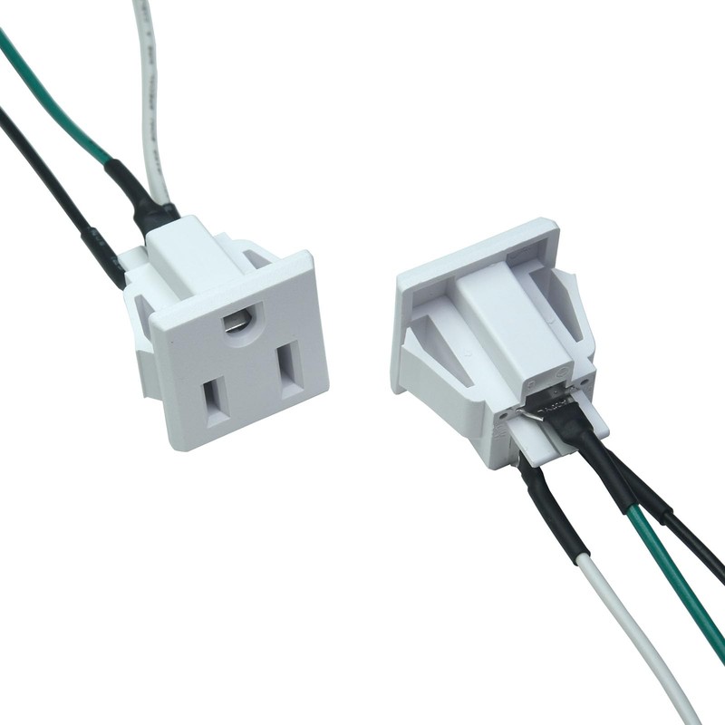 2PCS White 15A 125V AC Panel Mount Outlet, 3 Pins