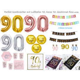 Libetui Set of Birthday Party Napkins - “Happy Birthday” Napkins - Birthday Party Decoration for Adults & Children - Napkins in Gold, 90th Birthday