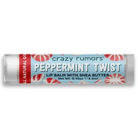 Crazy Rumors Peppermint Twist Lip Balm. 100% Natural, Vegan, Plant-Based, Made in USA (1-Pack)