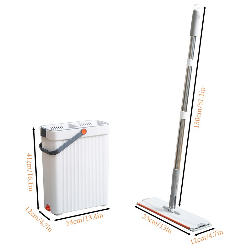 Mop and Bucket Set with 360-Degree Rotatable Flat Mops Head,