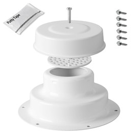 Aussio (1-Pack, White Metal RV Roof Vent Cover Kit with Putty Tape and Screws, Aluminum Camper Vents Cap for Trailer Roof Vent Cover Replacement, RV Plumbing Vents Caps Kit for 1" to 2-3/8" OD Pipe