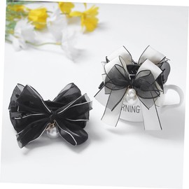 WOONEKY Elegant Satin Bow Hair Clips 2pcs Pearl Bow Hair Clips for Women for Wedding Parties and Everyday Styling