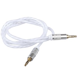 Lilware 0.9 m Braided Woven Fabric Transparent PVC Jacket Aux Audio Cable with 3.5 mm Jack Male to Male Cord for Multimedia Devices - White