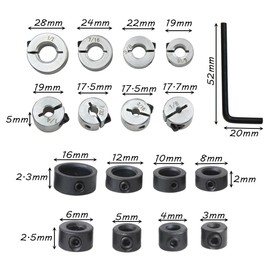 Zasvec Depth Limiter Adjusting Ring 16 Pieces Drill Depth Stop Set Depth Stop for Drill Depth Stop Rings with Hex Key Drill Limiter Ring 3-16 mm Depth Limiter Drill Positioner