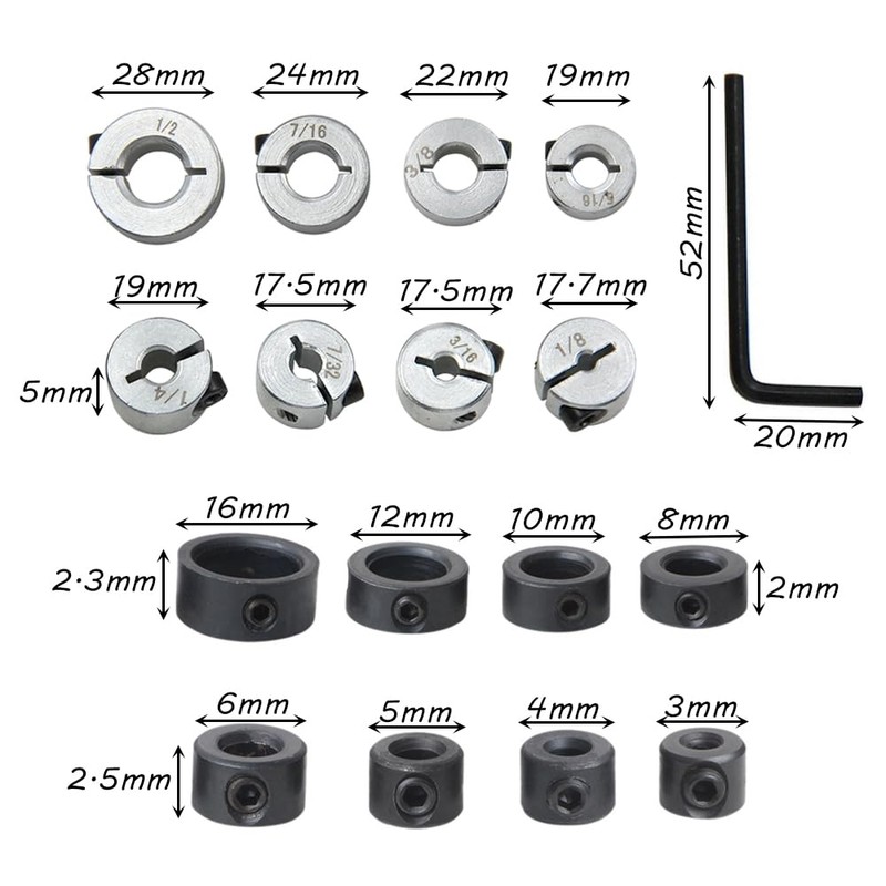 Zasvec Depth Limiter Adjusting Ring 16 Pieces Drill Depth Stop