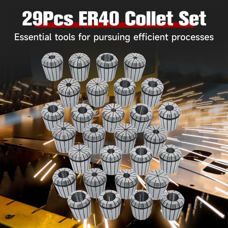 findmall 29Pcs ER40 Accuracy Spring Collet Set 1/8-1 Inch for