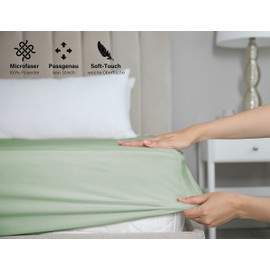 BEAUTEX Microfibre Fitted Sheet, Lightweight and Soft Premium Quality (180 x 200 x 30 cm, Olive Green)