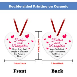 Father Daughter Ceramic Hanging Decoration Gifts Valentines Day Graduation Wedding Gifts for Daughter from Dad Fathers Day Birthday Gifts for Father PAPA Hanging Ceramic Heart Decorations Gift
