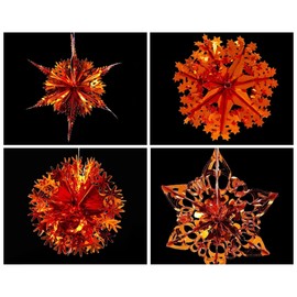 Set of 4 40cm Christmas Foil Ceiling Garland Hanging Xmas Decoration, Long Star, Snowflake, Star Ball & Star (Copper)