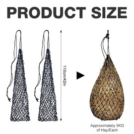 Afenau Heunetz für Pferde, 2 Stück Heunetz Engmaschig 5KG, 5x5 cm Heutasche Pferd, Portable Heunetz Groß, Verbessert Verdauung Heusack für Pferde, Schafen, Rindern (Schwarz)
