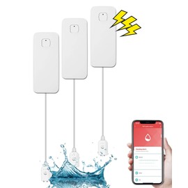 WiFi Water Ieak Detector for Home 3 Pack, Smart Water Leak Sensor with 80dB Alarm and App Alerts, No Hub Required, Water Sensor Alarm for Basement Kitchen Bathroom Pool