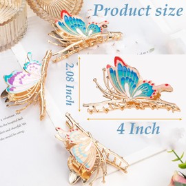 FDBJulyy Pinzas para El Cabello de Metal con Forma de Mariposa de 4" para Mujeres Y Niñas, 3 Piezas de Pinzas para El Cabello Grandes, Antideslizantes, 3 Estilos, Accesorios para El Cabello con Garra