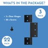 3Pack Black Screen Door Hinges, Aluminum Matte Black Residential Storm