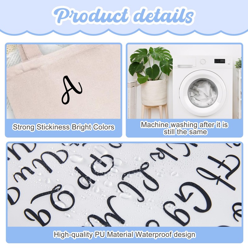 5 Sheets 280 Pieces Iron On Letters for Clothing, 1