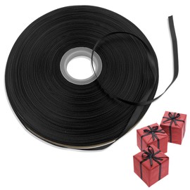 1/4 inches Wide Double Faced Black Polyester Satin Ribbon, findTop 100 Yards Long for Gift Wrapping Ornaments Party Favor and DIY Craft Supplies