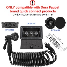 Dura Faucet DF-SA187-BK RV Exterior Quick Connect Sprayer with 7 Spray Settings and Coiled Hose Kit (Black)
