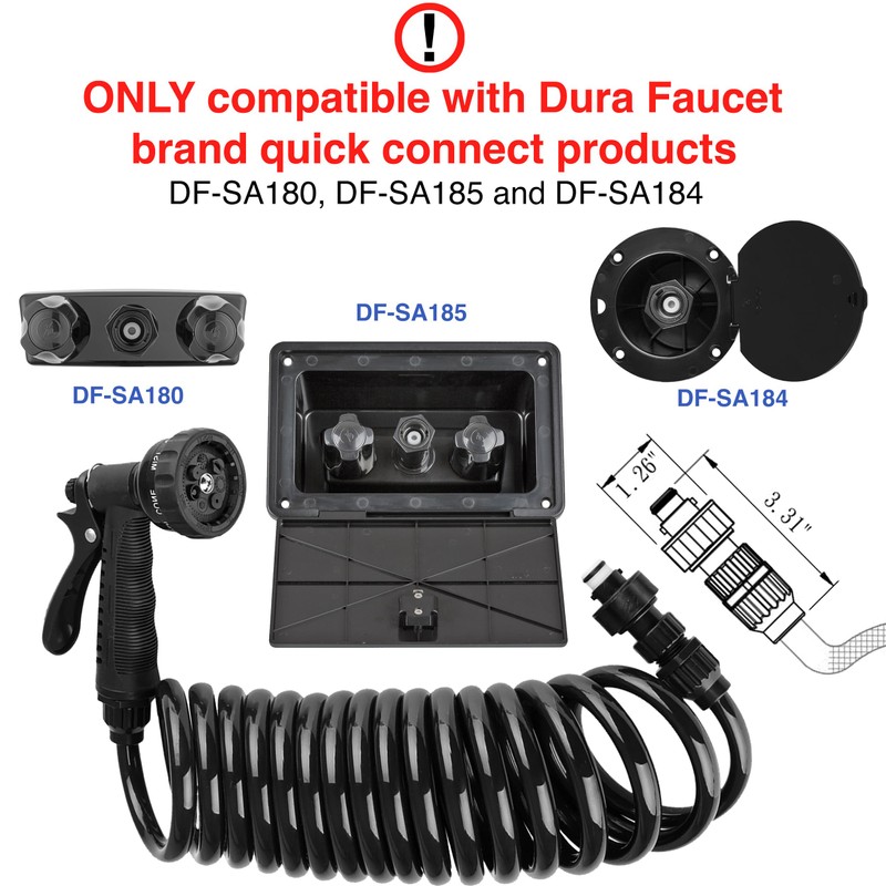 Dura Faucet DF-SA187-BK RV Exterior Quick Connect Sprayer with 7