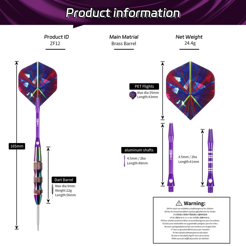 CyeeLife Steel Tip Darts Set,3 Pack Professional Dart with 6