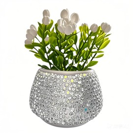 Flower Car Accessories Bling Dashboard Decorations, Car Flower Vase Decals, Cute Car Interior Decor, Bling Desk Flowers for Women Office Girl Gifts