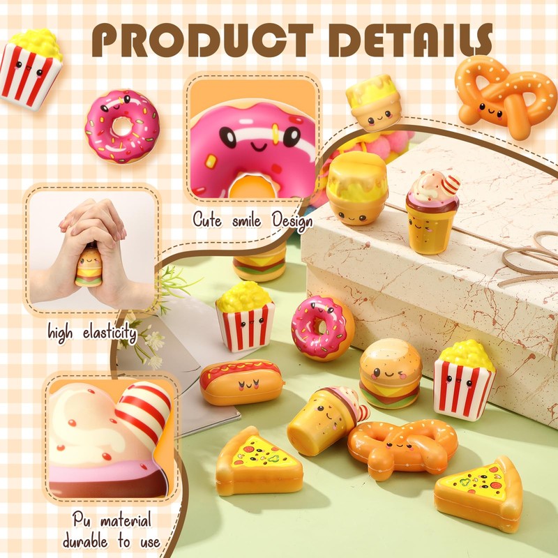 Hollowfly 56 Pcs Fast Food Stress Balls Bulk, Stress Relief