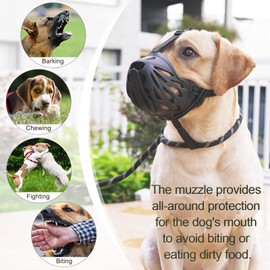 Petyouyou Basket Dog Muzzle for Large Dog to Stop Mouth Biting Baking Eating Rocks for Medium Sized Extra Small Puppy Cage Breed German Shepherd Frenchie (Black,L,Snout 10.5-11.5")