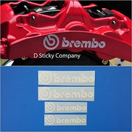 R&G D Sticky Company Decal Stickers, Set of 4, 6 Piston & 4 Piston High Temperature Brake Caliper (White)