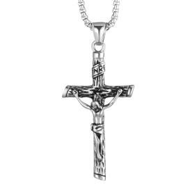 LeapoFaith Cross Necklace Pendant Car Rearview Mirror Hanging Cross Charm Crucifix Men Women Car Mirror Hanging Accessories Ornament Religious Jesus Car Decor Cross for Auto Vehicle Truck (Silver)