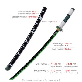 Zisu Anime Sanemi Sword, About 41 inches, Hashira Pillars & Protagonist Sword, Anime Original Texture (Green-Sanemi)