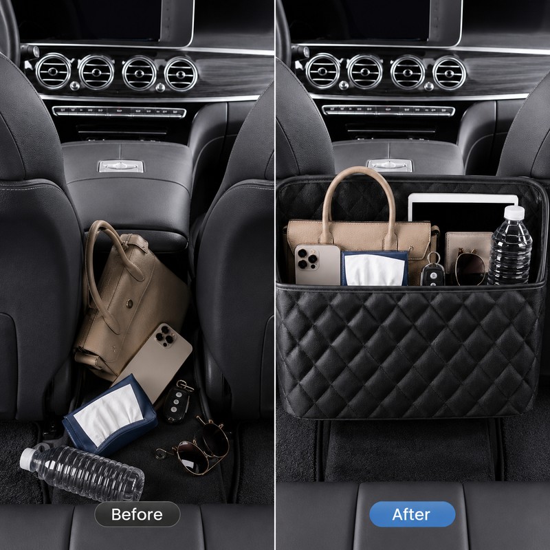 Car Seat Storage Organizer for Front Seats – PU Leather