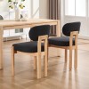 Modern Fabric Dining Chair Set of 2 Rounded Back Upholstered