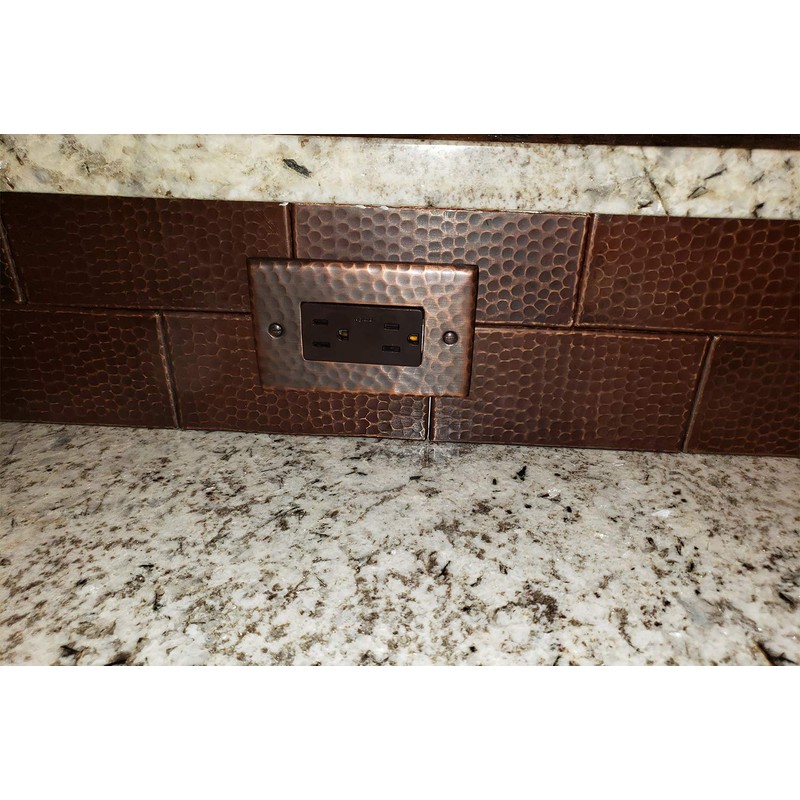 Premier Copper Products T36DBH 3-Inch x 6-Inch Hammered Copper Tile