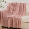 BATTILO HOME Pink Throw Blanket Diamond Pattern Indoor Outdoor Knitted