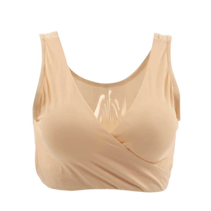 Nursing Bra Fleshcolor Wireless Cross Convenient Breastfeeding Sleep Maternity Underwear
