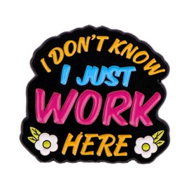 I Just Work Here Enamel Pin – Funny Cartoon Socially Awkward Badge for Bags, Clothes & Lapel – Humorous Punk Jewelry, Cool Brooch Gift for Friends, Coworkers, Men, Women, Adults