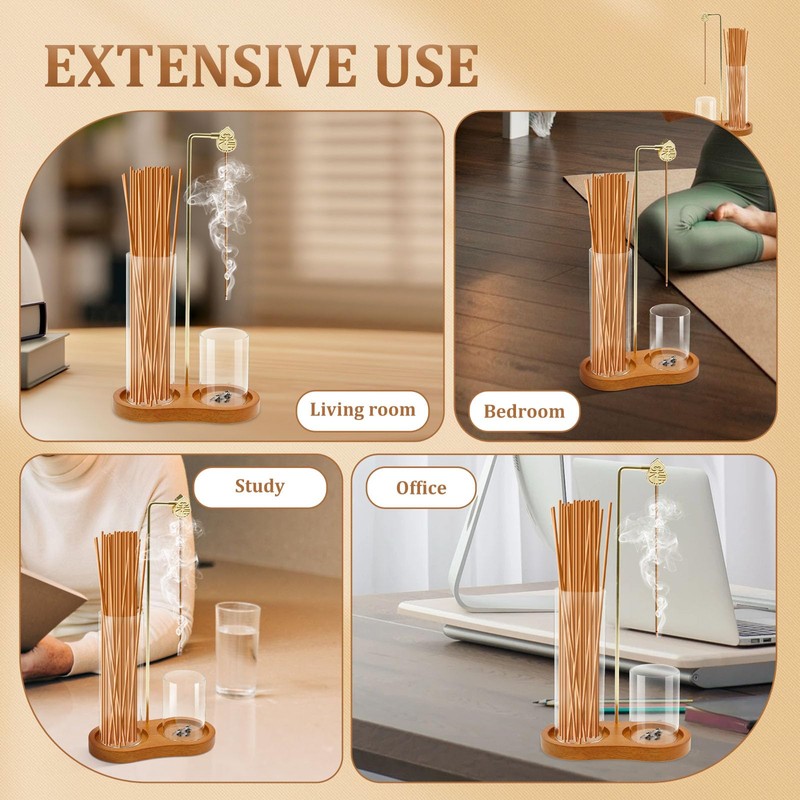 Incense Holder Wooden Upside Down Incense Holder with Removable Glass