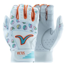 Victus MOG Adult Batting Gloves, White/Orange, AL