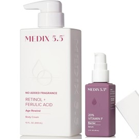 MEDIX Loción Corporal con Retinol + Suero Potenciador Hidratante con 20% Vitamina F, Set de Cuidado de la Piel de 2 Piezas | Tratamiento para Piel Crepé | Crema Corporal con Retinol Dirigida a la