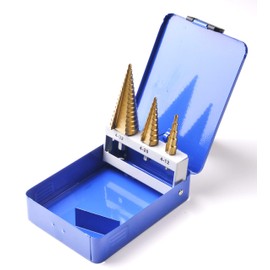 ITS Profitools HSS Step Drill Bit Set 3-Piece Titanium Coated TIN-Coated 4-12 mm 4-20 mm 4-32 mm Peel Drill Set Taper Drill Titanium Nitrided