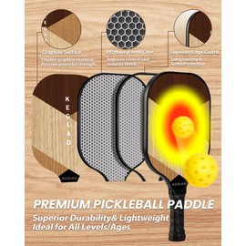 KEGLAD Pickleball Paddles, Graphite Pickleball Paddles Set of 2, Lightweight Pickleball Set with 4 Pickleball Balls and 1 Carrying Bag, Pickleball Rackets Gifts for Women Men
