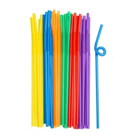 GUSTO [200 Pack] 10.02"High Long Flexible Straws, Disposable Plastic Drinking Straws - Assorted Colors (Formerly Comfy Package)