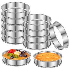 12 Pcs Crumpet Rings 10cm Stainless Steel Baking Rings for Crumpet Egg