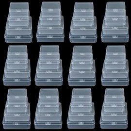 Lobergel Set of 48 Mini Plastic Storage Containers with Lids,Mixed Sizes Rectangular Empty Organizer Storage Box with Hinged Lids for Small Items and Other Craft Projects