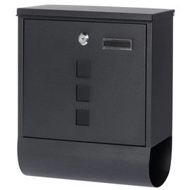 Jssmst Locking Mailbox Wall Mount, Black Mailboxes with Secure Key Lock and Newspaper Compartment, Key Lock Drop Box Large Capacity with Galvanized Cover and Rust-Proof Metal Mailbox, HPB2210 Black