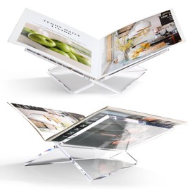 Acrylic Book Stand Large Clear Acrylic Book Holder, 12.2" x 9.5" x 5.5", Open Book Holder Stand for Display and Reading Cookbooks, Art Books, Bibles, Magazines - Home and Office