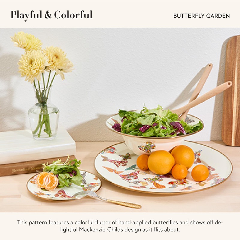 MACKENZIE-CHILDS Enamel Serving Platter, Butterfly Garden
