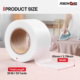 FIXCHORD Hemming Tape, Wonder Web Hemming Tape, No Sewing Iron on Tape, Iron on Hemming Tape, Extra Strong Fusible Fabric Tape for Clothes Curtains Ironing and Bonding, DIY Crafts, White, 30m*50mm