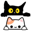 Cute Cat Peeking Wall Decal Sticker, Black and White Design,