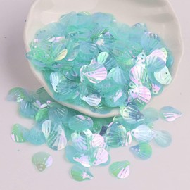Pack of 360 Shell Sequins, Shell Shape Sequins Craft Loose Sequins Cup Iridescent Spangles Handmade DIY Creative Colour Beads Sequins for Crafts Wedding Decoration 13 mm, Blue B